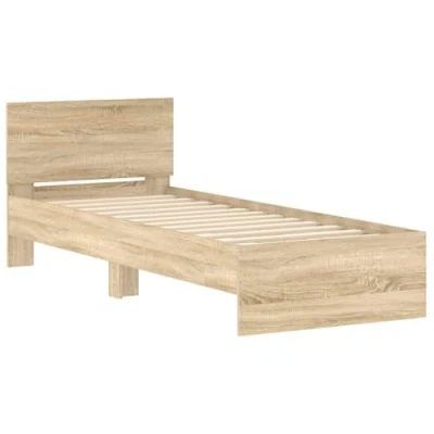 Afbeelding van Bedframe met hoofdbord bewerkt hout sonoma eiken 75x190 cm