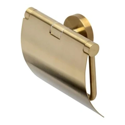 Afbeelding van Geesa nemox brushed gold collect. toiletrolhouder met klep geborsteld