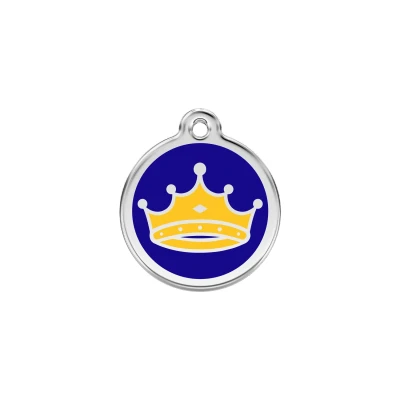 Afbeelding van King&#039;s Crown Navy roestvrijstalen hondenpenning small/klein dia. 2 cm RedDingo