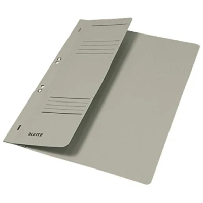 Afbeelding van Snelhechtmap Leitz 3740 A4 1/2 voorblad + 2 gaats 250gr karton grijs 50ST