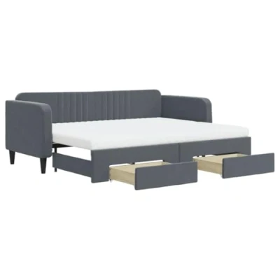 Afbeelding van vidaXL Slaapbank onderschuifbed en lades 80x200 cm fluweel donkergrijs