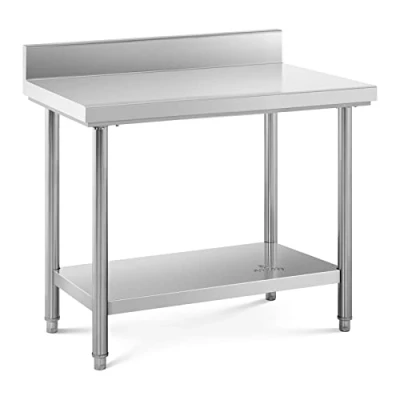 Afbeelding van Royal Catering RCWT 100X60SB Werktafel van roestvrij staal met achterwand, 100 x 60 cm, inhoud 114 kg