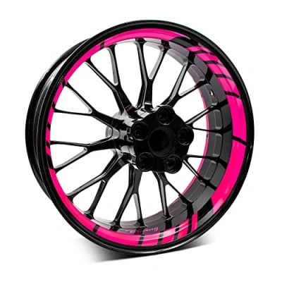 Afbeelding van Set van 16 stickers Voor motor en autovelgen Volledig ontwerp 15&quot; 16&quot; 17&quot; 18&quot; 19&quot; MR020 velgen (05 fluorescerend roze)