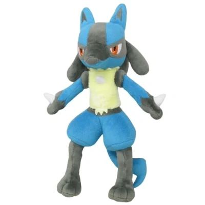 Afbeelding van Sanei Pokémon All Star Series Lucario pluche dier, 30,5 cm, zwart, blauw (PP12)