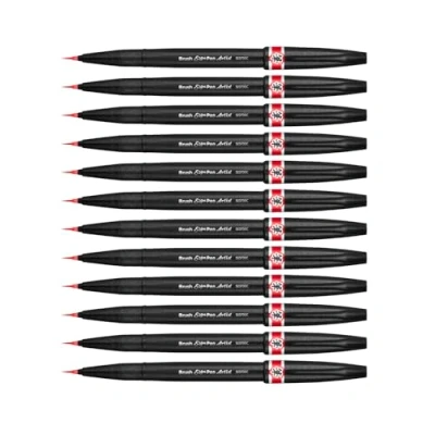 Afbeelding van Pentel SESF30C BX penseelpunten, extra fijn, rood, 12 stuks