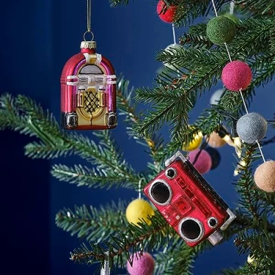 Afbeelding van Ginger Ray Retro muziek kerstboomhangers 2 stuks