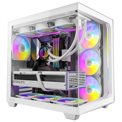Afbeelding van Antec C5 ARGB Midi tower PC behuizing Wit Zijvenster, Stoffilter, 4 voorgeïnstalleerde LED ventilators