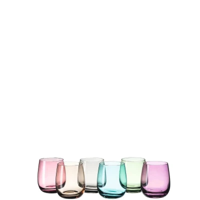 Afbeelding van Leonardo Sora 047289 Drinkglazen, set van 6, kleurrijke glazen, vaatwasserbestendige sapglazen, waterglazen, drinkbeker in 6 kleuren, 360 ml