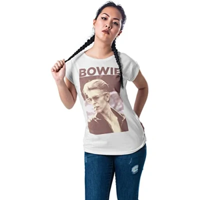 Afbeelding van Mister Tee David Bowie Tshirt print, Dames, Maat: Medium, White