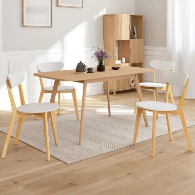 Image de Lot de 4 chaises scandinaves FREJA bicolore blanc et bois pour salle à manger