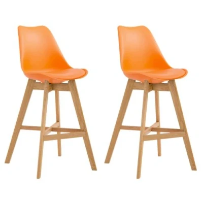Image de CLP Lot de 2 Tabourets bar Cannes avec coque en plastique , Orange/Nature