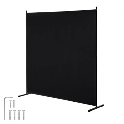 Image de VEVOR Cloison de Séparation Paravent 1 Panneau 181 cm Séparateur Bureau Noir