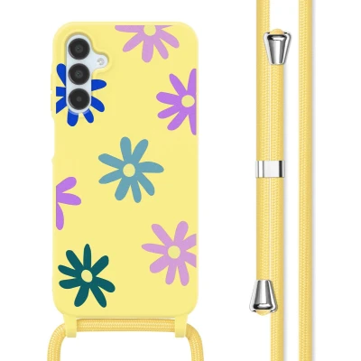 Afbeelding van imoshion hoesje Geschikt voor Samsung Galaxy A15 (5G) / (4G) met koord Siliconen design Meerkleurig Yellow Flower Distance