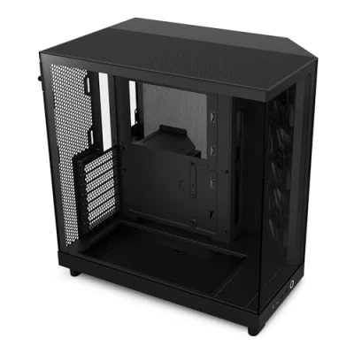 Image de NZXT H6 Flow CC H61FB 01 Compact Dual Chamber Mid Tower Airflow Case Panoramic Glass Panels High Performance Includes 3 x 120mm Fans Cable Management Black