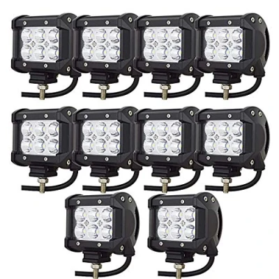 Afbeelding van AUXTINGS Set van 10 led spots, 10,2 cm, 18 W, 1440 lm, 6000 K, voor auto, terrein, cabine, boot, SUV, vrachtwagen, ATV, zeevoertuigen, DC 12 V, 24 V