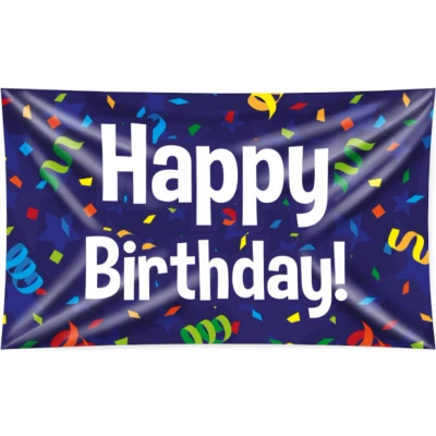Afbeelding van Happy Birthday Cartoon XXL Gevelvlag 90x150cm
