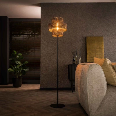Afbeelding van Evelyn vloerlamp 1L zwart/bruin