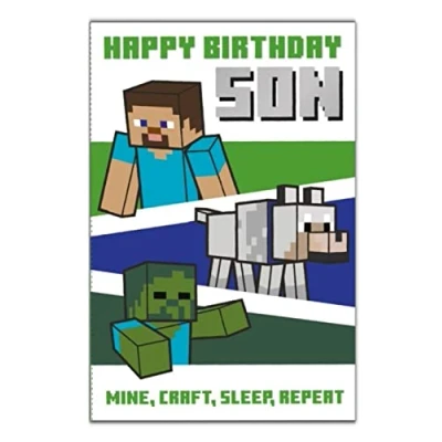 Afbeelding van Minecraft verjaardagskaart voor zoon