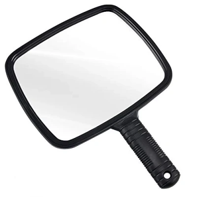 Afbeelding van TRIXES Handspiegel Voor kapsalon kappers en schoonheid professionele Zwart Groothoek 20 x 17,5 cm