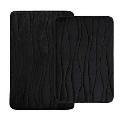 Afbeelding van Homaxy badmatten set 2 delig traagschuim absorberende antislip wasbare badmat (40 x 60 cm + 50 80 cm, zwart)