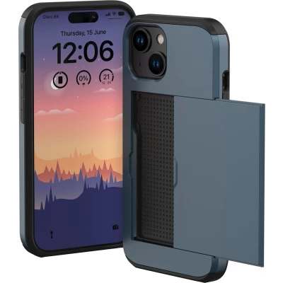 Afbeelding van iMoshion Hoesje Geschikt voor iPhone 15 Ruimte 2 pasjes Backcover met pasjeshouder Donkerblauw