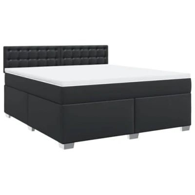 Image de vidaXL Sommier à lattes de lit avec matelas Noir 180x200 cm Similicuir