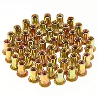 Afbeelding van Gueenky 150 stuks klinknagelmoeren met platte kop, M4 klinkmoeren schroefdraad van verzinkt koolstofstaal, assortiment klinknagels voor mentale kunststof (9 mm x 11 mm)