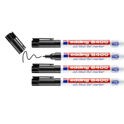 Afbeelding van edding 8400 cd/dvd/bd marker blister van 4 zwart