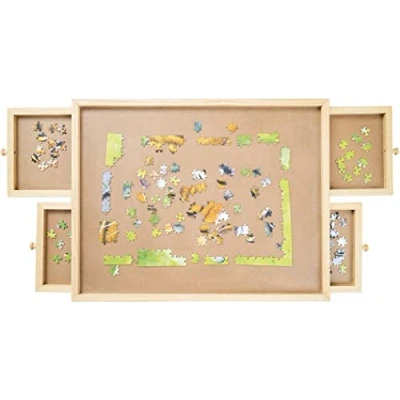 Afbeelding van Mediashop Puzzeltafel tot 500 stukjes Met 4 uittrekbare laden Houten puzzelplank Ruimte en orde voor maximaal puzzelplezier Gemakkelijk af te stoffen Grappig spel
