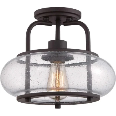 Afbeelding van Quoizel LED Plafondlamp Trilogy 1X E27 Max 60W Dimbaar Old Bronze