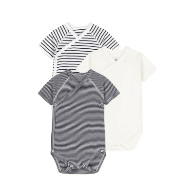 Afbeelding van Petit Bateau Short Sleeve 3 PACK SET Body voor kinderen, Maat: 47, Navy white