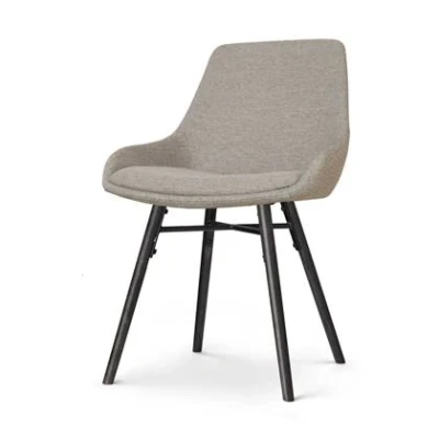 Afbeelding van Nolon Nena Isa Eetkamerstoel Warm Grijs Stof Zonder Armleuning Zwarte Houten Poten Scandinavisch Comfortabel