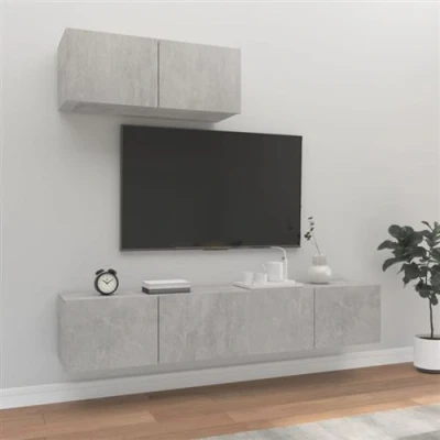 Afbeelding van vidaXL 3 delige Tv meubelset bewerkt hout betongrijs