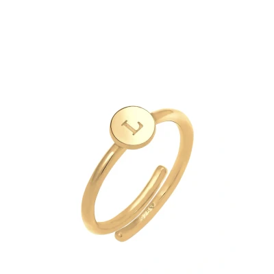 Afbeelding van Elli Letter L Ring goldcoloured, Dames, Maat: 54, Gold/coloured
