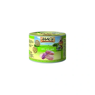 Afbeelding van MAC&#039;s Kattenvoer Natvoer Blik 70% Eend, Kalkoen en Kip 6 x 200g