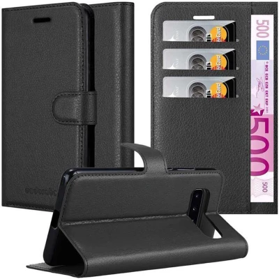 Afbeelding van Cadorabo Hoesje geschikt voor Samsung Galaxy S10 4G in PHANTOM ZWART Beschermhoes met magnetische sluiting, standfunctie en kaartvakje Book Case Cover Etui