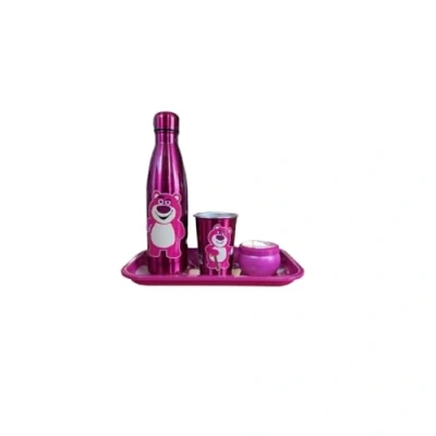 Afbeelding van Homadict Lotso geschenkdoos thermosfles + metalen dienblad kleine doos beker officiële licentie Toy Story