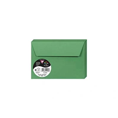 Image de Clairefontaine 5596C Paquet de 20 Enveloppes Auto Adhésives Format C6 11,4x16,2cm 120g Coloris Vert Sapin Invitation Evènements et Correspondance Gamme Pollen Papier Premium Lisse