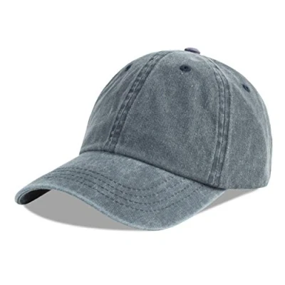 Afbeelding van LANGZHEN Unisex 100% katoenen honkbalpet voor mannen en vrouwen in gewassen denim verstelbaar, Blauw Grijs