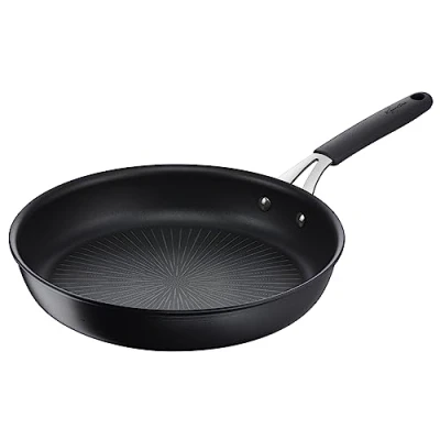 Afbeelding van Lagostina Tempra, Pan 30 cm met anti aanbaklaag van titanium, krasbestendig, bodem roestvrij staal, geklonken handvat staal en siliconen, voor alle warmtebronnen, inclusief inductie
