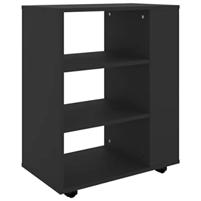 Afbeelding van vidaXL Kast met wieltjes, zwart, 60 x 35 75 cm, bewerkt hout