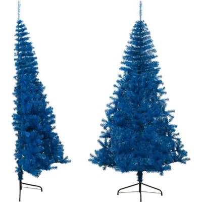 Afbeelding van Kunstkerstboom met standaard half 240 cm PVC blauw