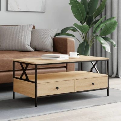 Afbeelding van Salontafel 100x51x45 cm bewerkt hout sonoma eikenkleurig