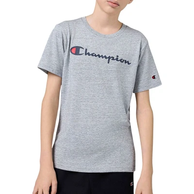 Afbeelding van Champion Icons Crewneck Contrast LOGO Unisex Tshirt print voor kinderen, Maat: 126/131, Grey