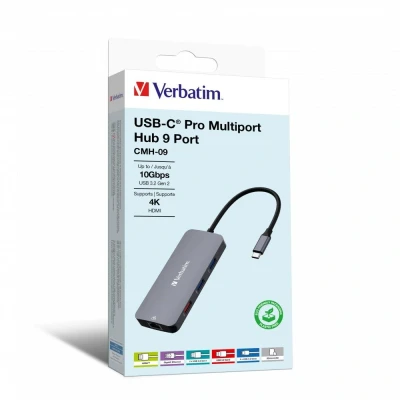 Afbeelding van Verbatim CMH 09 USB Type C 10000 Mbit/s Zilver