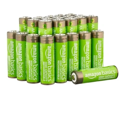Afbeelding van Amazon Basics 24 stuks oplaadbare AA NiMH batterijen met hoge capaciteit van 2400 mAh, voor geladen