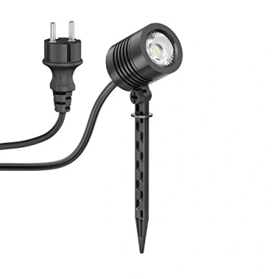 Afbeelding van ledscom.de Kleine led tuinspot met TARL grondpen voor buiten, IP65, stopcontact, zwart, 4,3 W, 340 lm, warmwit, tuinspot, verlichting, planten, tuinlamp, buitenlamp,