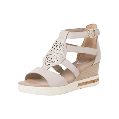 Afbeelding van Tamaris Comfort Sandalen met sleehak, Dames, Maat: 40, Offwhite Leer