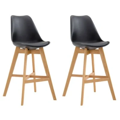 Image de CLP Lot de 2 Tabourets bar Cannes avec coque en plastique , Noir /Nature
