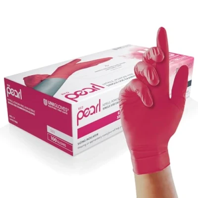 Afbeelding van Unigloves Pearl GP0065 nitril onderzoekshandschoenen, maat XL, rood, 100 stuks